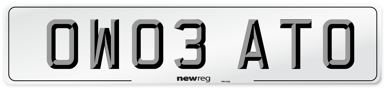 OW03 ATO Number Plate from New Reg
